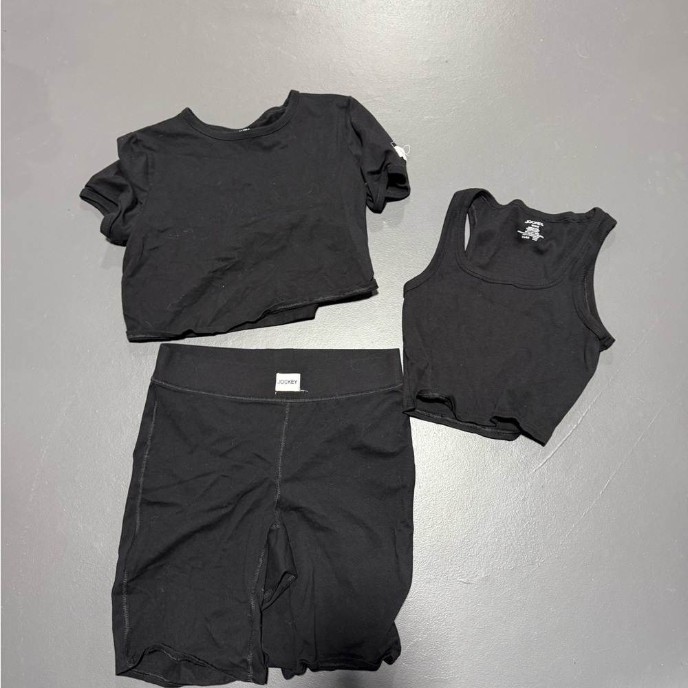 Black Crop Top and Shorts Set